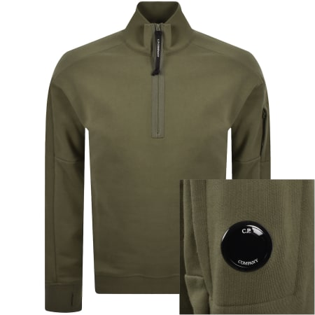 Product image for CP Company Quarter Zip Sweatshirt Capers Green