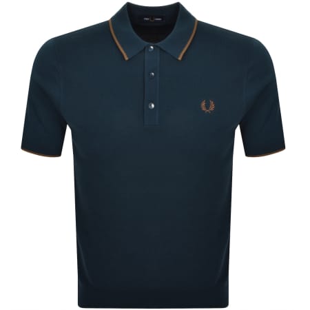 Product image for Fred Perry Knit Polo T Shirt Dark Petrol Blue