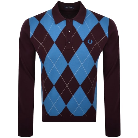 Product image for Fred Perry Argyle Knited Polo Burgundy