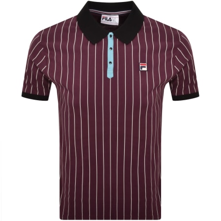 Product image for Fila Vintage Classic Stripe Polo T Shirt Burgundy