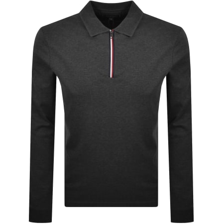 Product image for Tommy Hilfiger Interlock Zip Polo T Shirt Grey