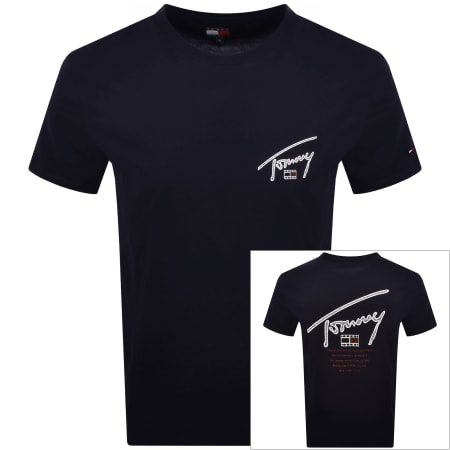 Product image for Tommy Jeans Signature Backprint T Shirt Navy