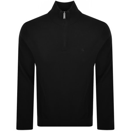 Product image for Calvin Klein Merino Wool Zip Neck Jumper Black