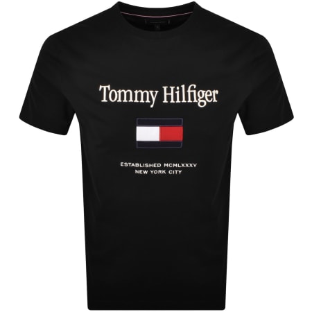 Product image for Tommy Hilfiger Embro Flag T Shirt Black