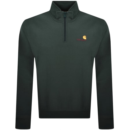 Product image for Carhartt Half Zip Script Logo Sweatshirt Green