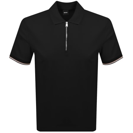 Product image for BOSS Zip Placket Polo T Shirt Black