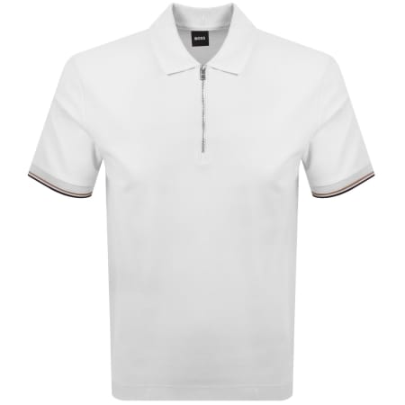 Product image for BOSS Zip Placket Polo T Shirt White