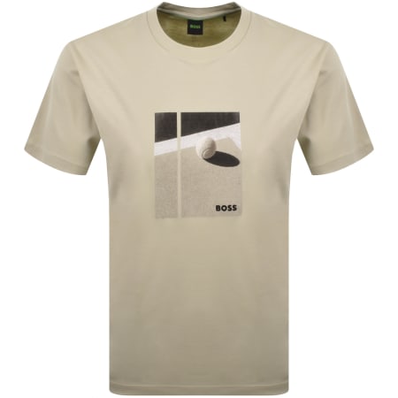 Product image for BOSS Tennis Artwork Relaxed T Shirt Beige