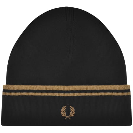 Product image for Fred Perry Twin Tipped Ribbed Beanie Hat Black