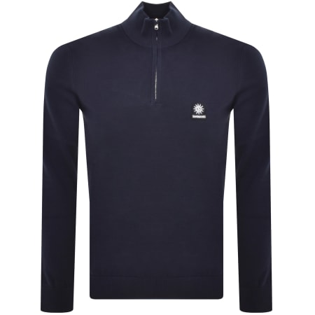 Product image for Sandbanks Fine Gauge Quarter Zip Jumper Navy