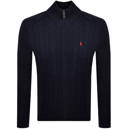 Product image for Ralph Lauren Full Zip Knit Jumper Navy