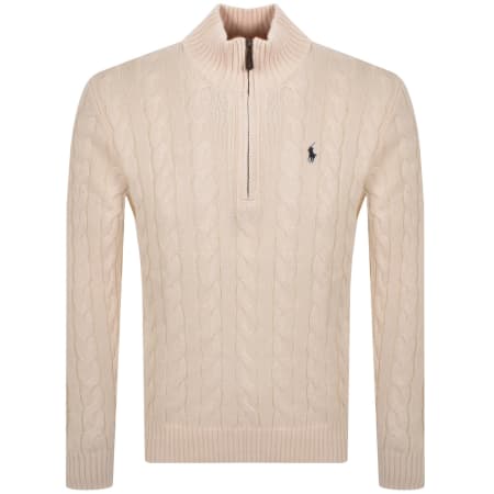 Product image for Ralph Lauren Half Zip Cable Knit Jumper Cream