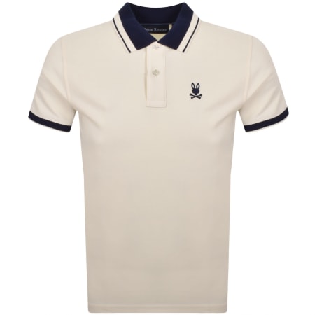 Product image for Psycho Bunny Textured Collar Polo T Shirt Cream