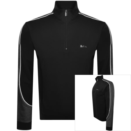 Product image for BOSS Contrast Piping Zip Sweatshirt Black