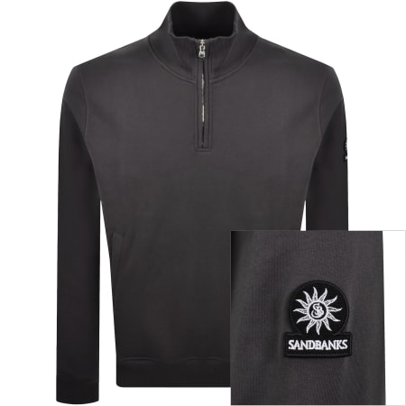 Product image for Sandbanks Quarter Zip Sweatshirt Grey