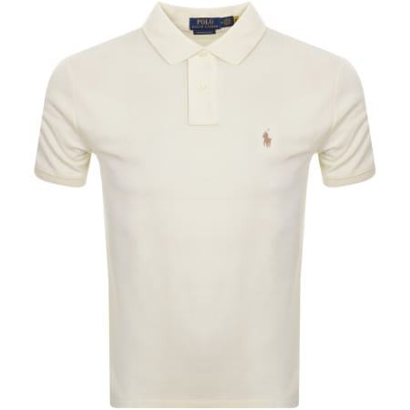 Product image for Ralph Lauren Custom Slim Polo T Shirt Cream