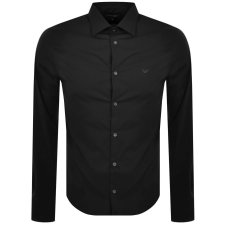 Product image for Emporio Armani Logo Long Sleeve Shirt Black