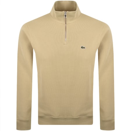 Product image for Lacoste Quarter Zip Knit Sweatshirt Beige