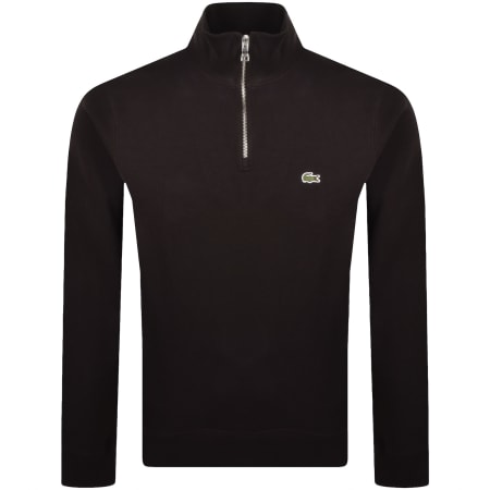 Product image for Lacoste Quarter Zip Knit Sweatshirt Brown