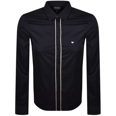 Product image for Emporio Armani Logo Long Sleeve Shirt Navy