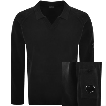 Product image for CP Company Chenille Lens Polo Jumper Black
