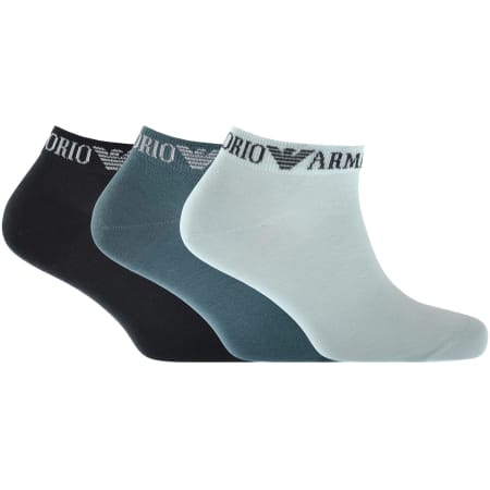 Product image for Emporio Armani 3 Pack Trainer Socks Blue
