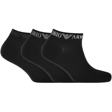 Product image for Emporio Armani 3 Pack Trainer Socks Black