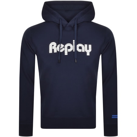 Product Image for Replay Logo Hoodie Navy