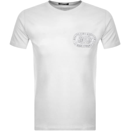 Product Image for Replay Logo Crew Neck T Shirt White