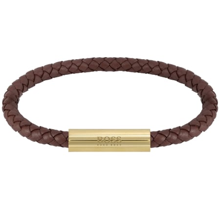 Product Image for BOSS Braided Leather Bracelet Brown