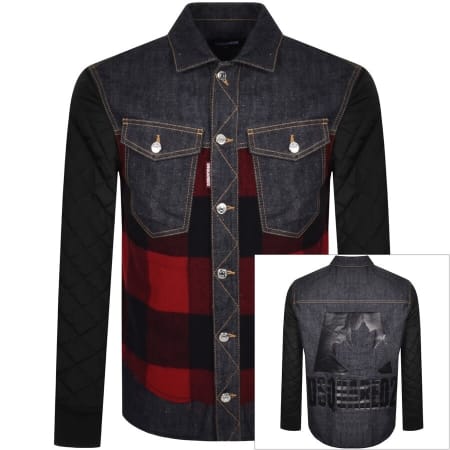 Product Image for DSQUARED2 Denim Check Logo Jacket Blue