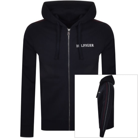 Product Image for Tommy Hilfiger Taped Logo Zip Hoodie Navy