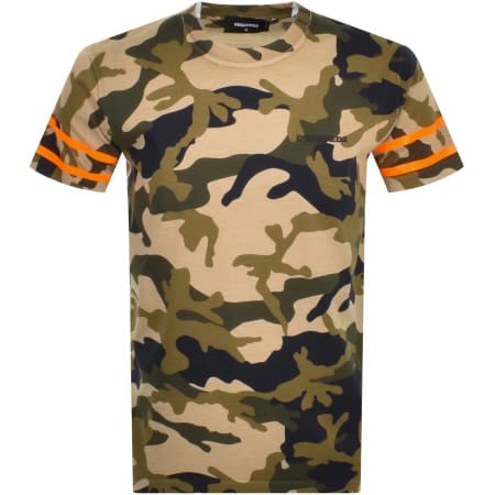 Product Image for DSQUARED2 Short Sleeved Camouflage T Shirt Khaki