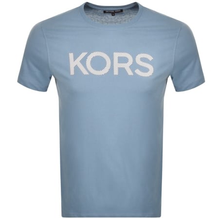 Product Image for Michael Kors Short Sleeve Striped Logo T Shirt Blu