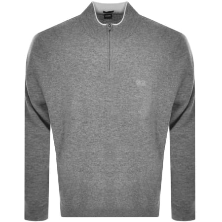 Product Image for BOSS Barlo N Half Zip Knit Jumper Grey