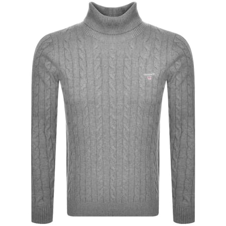 Product Image for Gant Roll Neck Cable Knit Jumper Grey