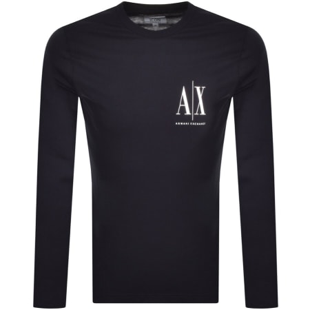 Product Image for Armani Exchange Long Sleeve Logo T Shirt Navy
