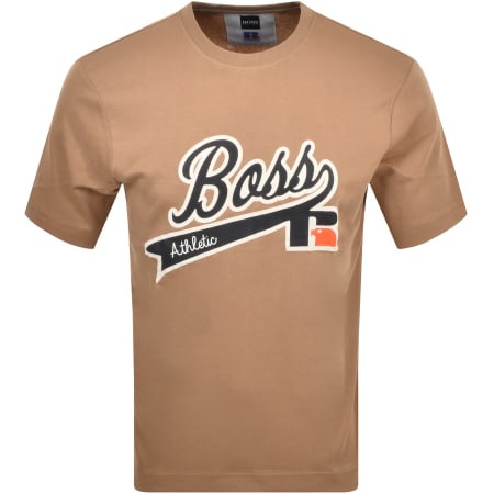 Product Image for BOSS X Russell Athletic T RA Logo T Shirt Brown