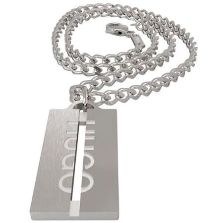 Product Image for HUGO E Cut Stainless Steel Necklace Silver