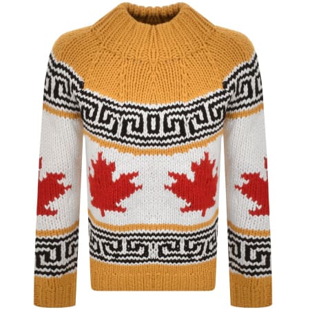 Product Image for DSQUARED2 Maple Leaf Knit Jumper Yellow