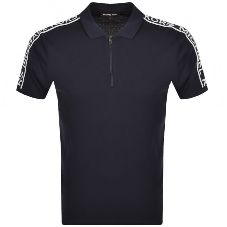 Product Image for Michael Kors Half Zip Tape Polo T Shirt Navy