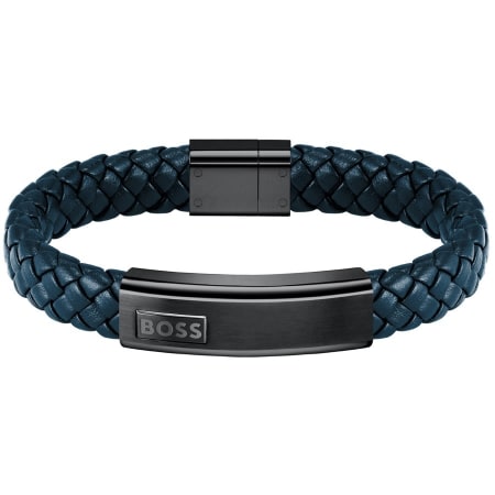 Product Image for BOSS Braided Leather Bracelet Navy