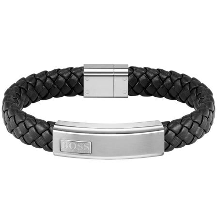Product Image for BOSS Braided Leather Bracelet Black