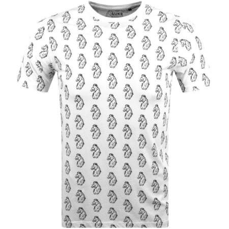 Product Image for Luke 1977 Repeated Lion Head Logo T Shirt White