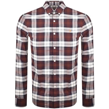 Product Image for Farah Vintage Brewer Long Sleeve Shirt Burgundy