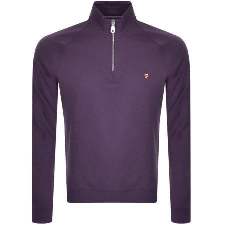 Product Image for Farah Vintage Jim Half Zip Sweatshirt Purple