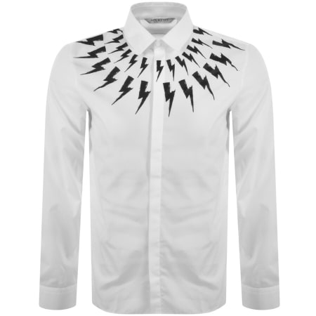 Product Image for Neil Barrett Long Sleeve Thunderbolt Shirt White