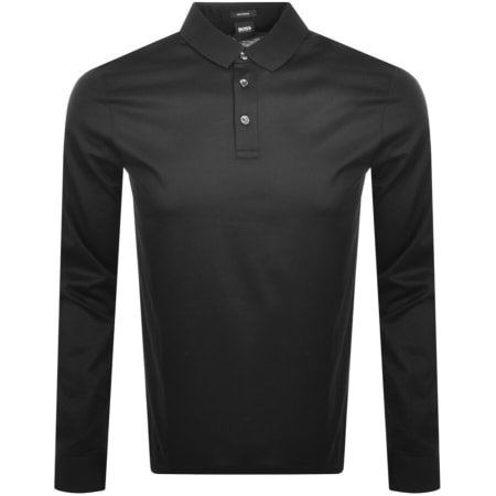 Product Image for BOSS Pearl 21 Long Sleeved Polo T Shirt Black