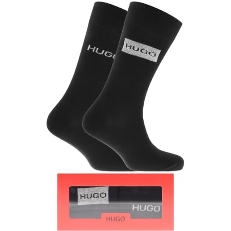 Product Image for HUGO Logo Double Pack Gift Set Socks Black