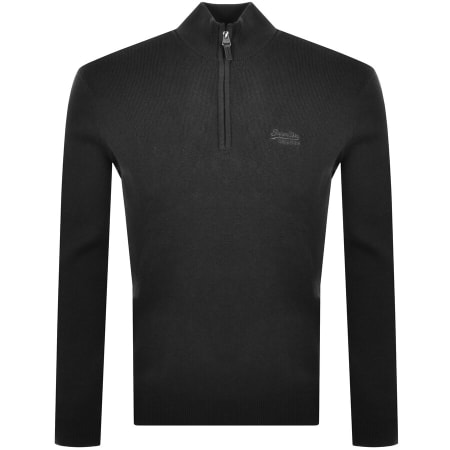 Product Image for Superdry Henley Half Zip Knit Jumper Black